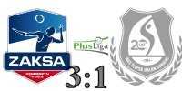 Logo z wynikiem meczu: ZAKSA Kdzierzyn-Kole vs. lepsk Malow Suwaki 3:1