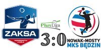  Logo z wynikiem meczu ZAKSA Kdzierzyn-Kole vs. Nowak-Mosty MKS Bdzin 3:0