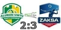 Wynik  meczu: Aluron CMC Warta Zawiercie vs.  ZAKSA K�dzierzyn-Ko�le 2:3 w ramach 1.�wier�fina� PlusLigi