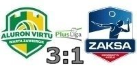 Wynik  meczu: Aluron CMC Warta Zawiercie vs. ZAKSA K�dzierzyn-Ko�le 3:1 w ramach 3.�wier�fina�u PlusLigi