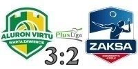 Wynik  meczu: Aluron CMC Warta Zawiercie vs.  ZAKSA K�dzierzyn-Ko�le 3:2 w ramach 14. kolejki PlusLigi